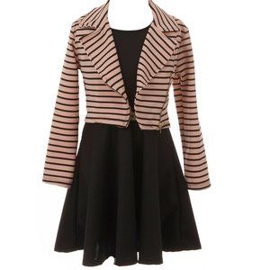 Toddler Girls Dress Set 2 Pieces Jacket Stripes Summer Flower Girl Dress Clothes